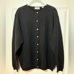 CASHMERE Lord n Taylor Black Button-Up Women's Sweater size XL